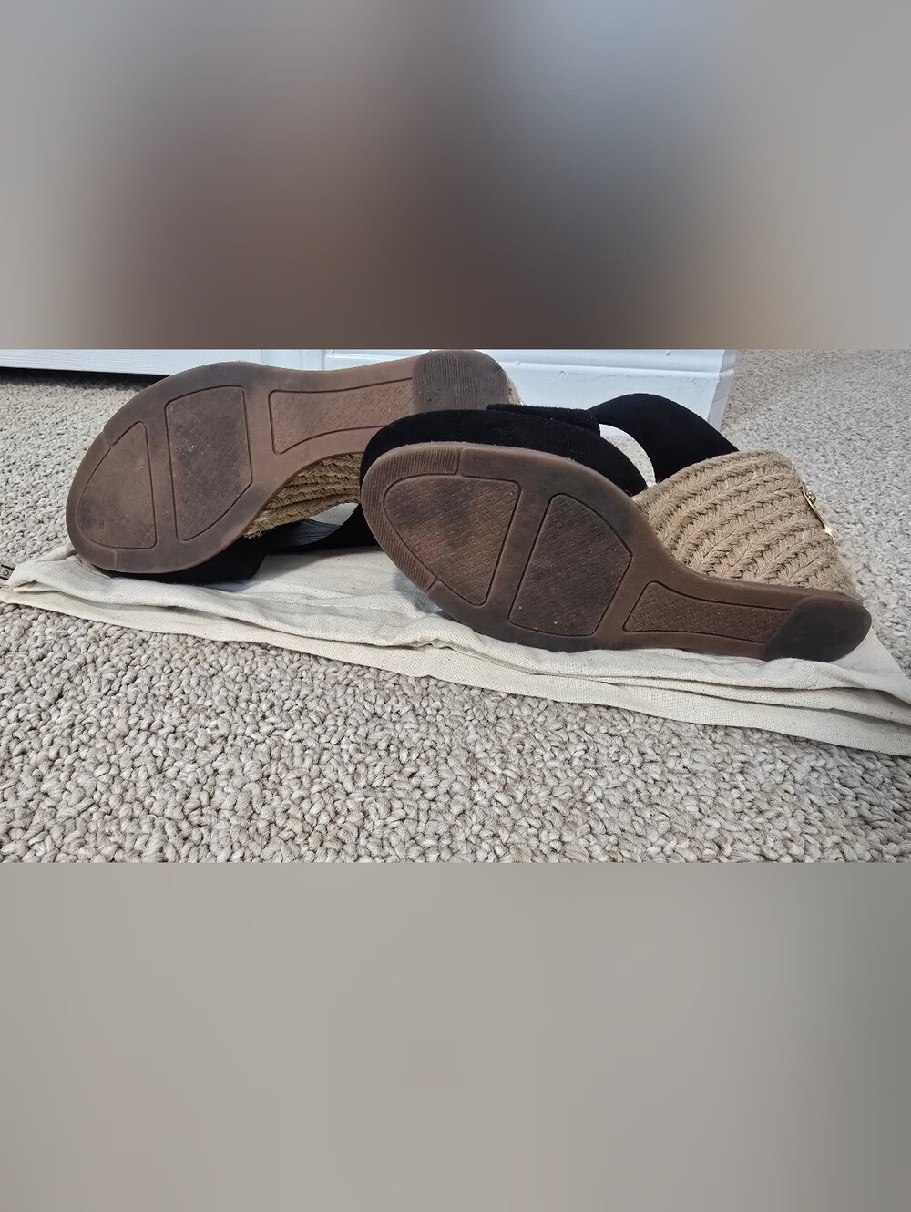Tory Burch Black Bailey Wedge Sandal Size 5.5 - Picture 6 of 6